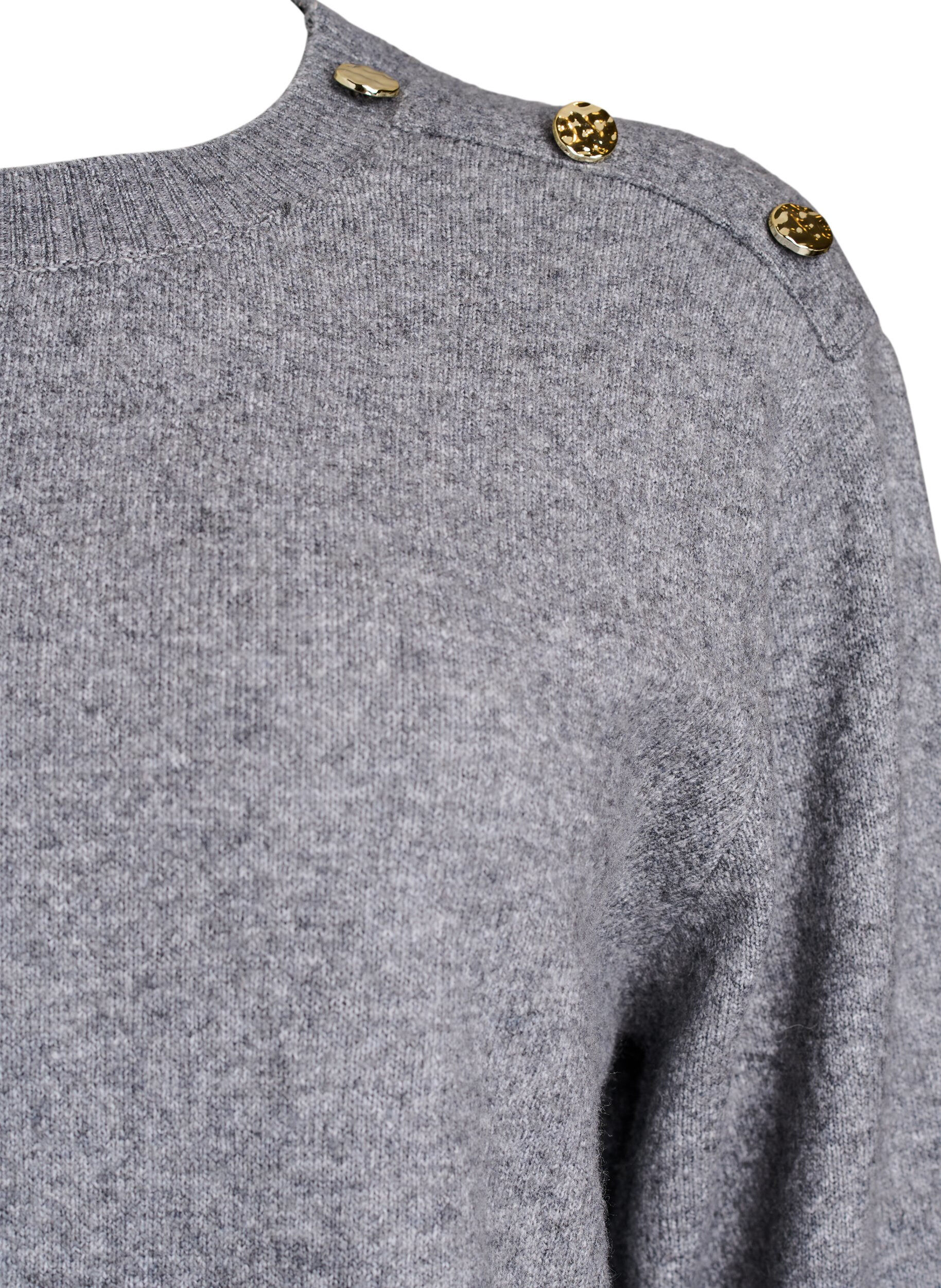 ZizziStickad blus med knappdetalj, Gr&aring;, Packshot image number 2