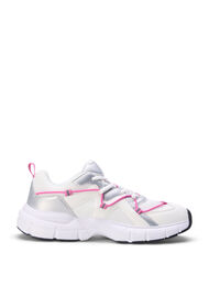 Sneakers med vid passform och kontrasterande knytdetaljer, White w. Pink