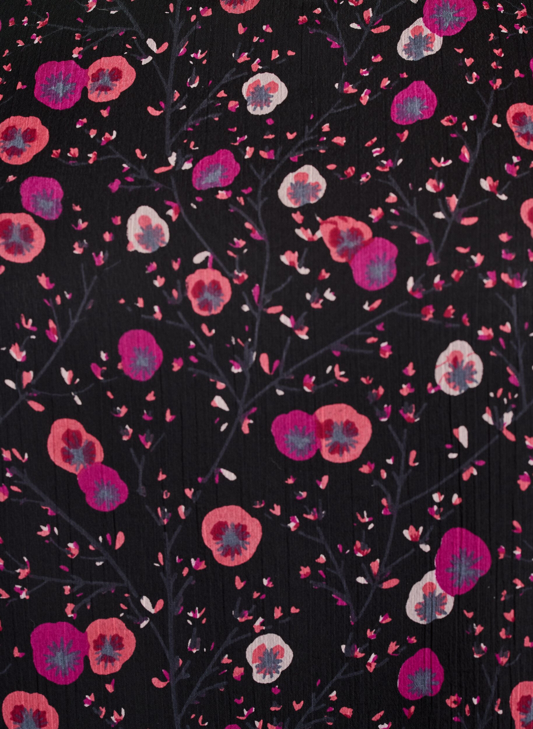 ZizziBlommig blus i chiffong med genomskinliga &auml;rmar, Svart, Packshot image number 2