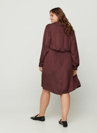 Randig klänning med långa ärmar, Fudge, Model image number 1