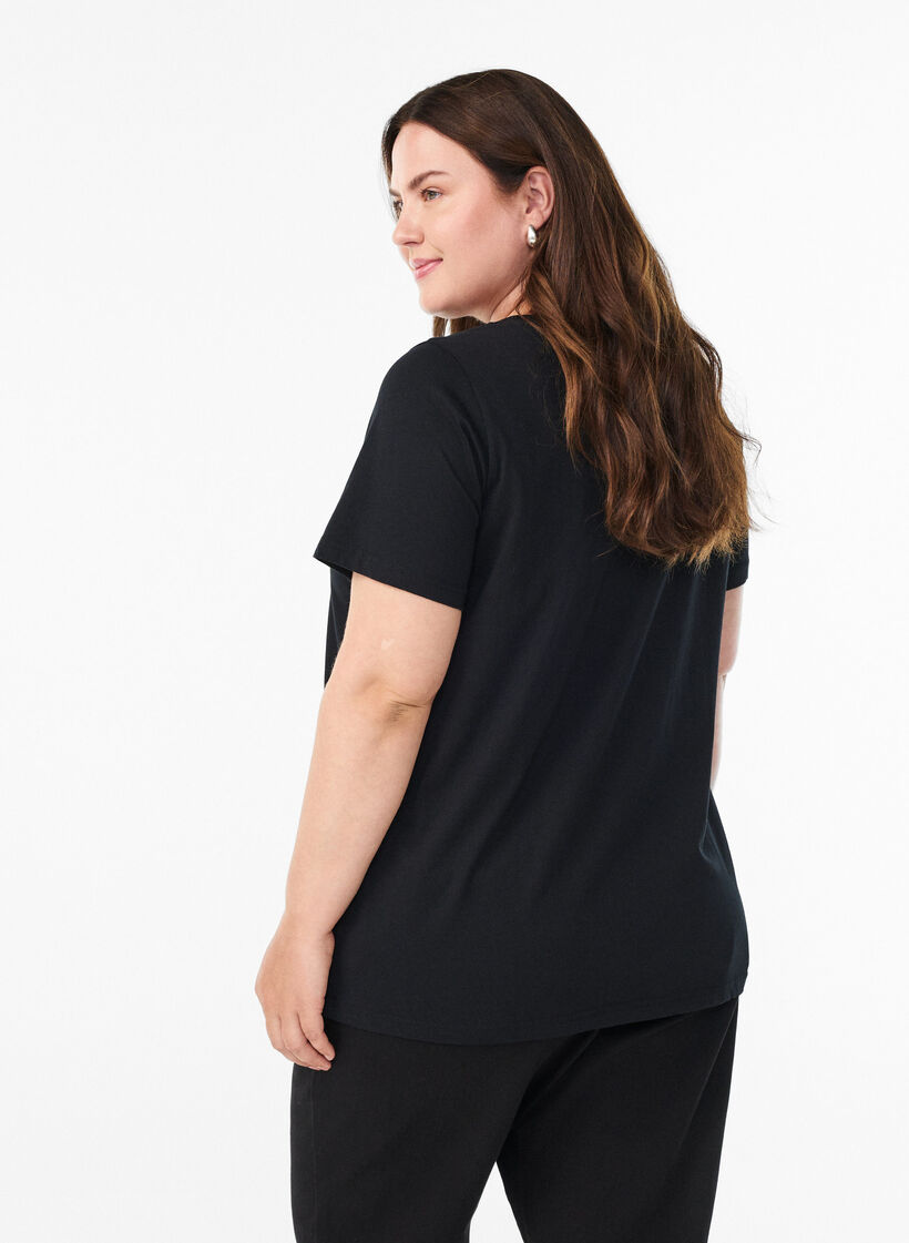 Jul-t-shirt i ekologisk bomull, Svart, Model image number 2