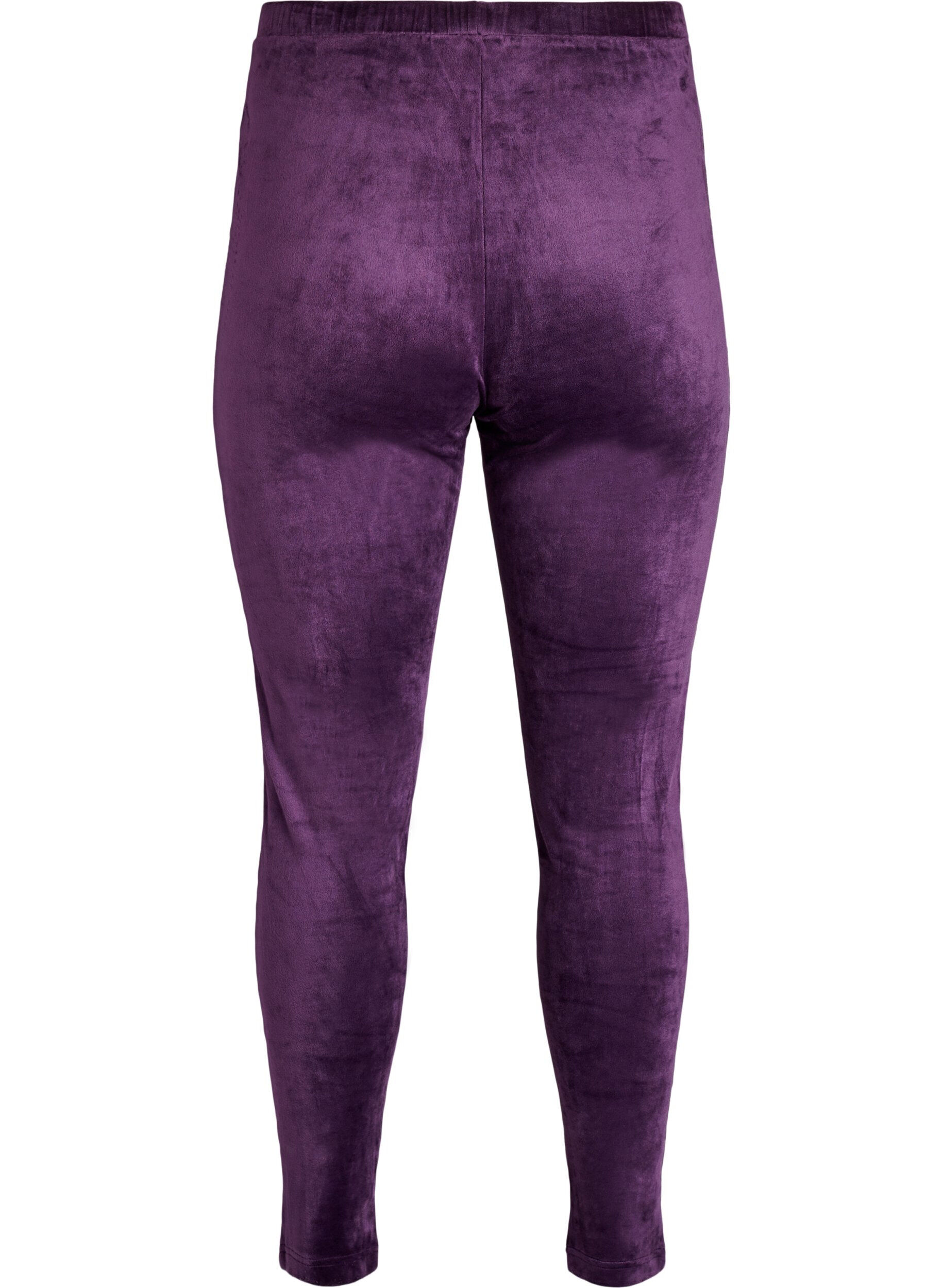 Zizzi Figurn&auml;ra leggings i velour, Lila, Packshot image number 1