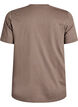Enkel t-shirt i bomull med rund halsringning, Brun, Packshot image number 1