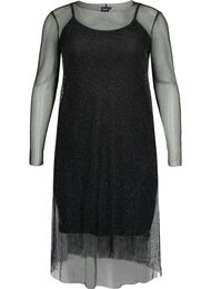 Nätklänning med långa ärmar, Black w. Silver