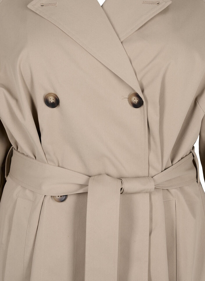 Klassisk lång trenchcoat med bälte, Chinchilla, Packshot image number 2