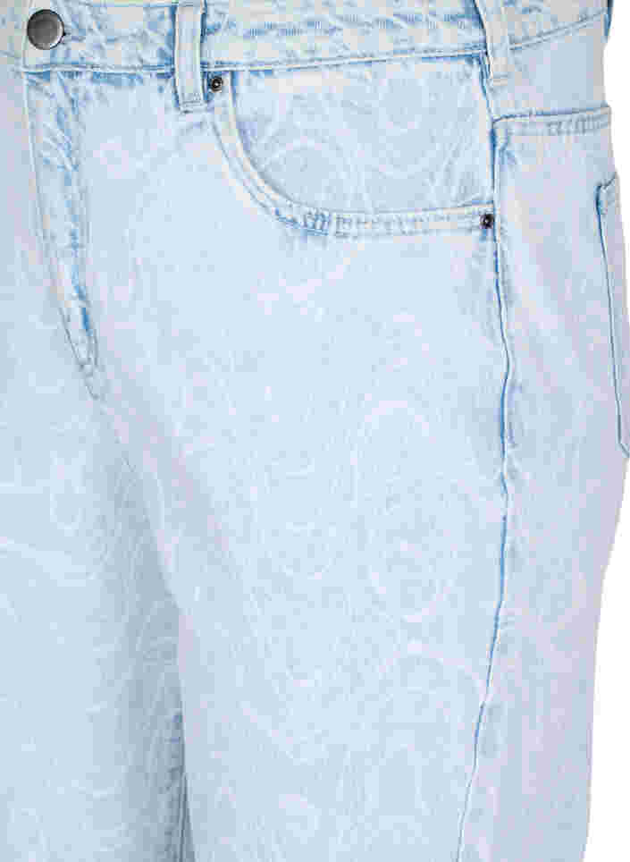 Ankellånga Millie mom jeans med tryck, Light blue denim, Packshot image number 2