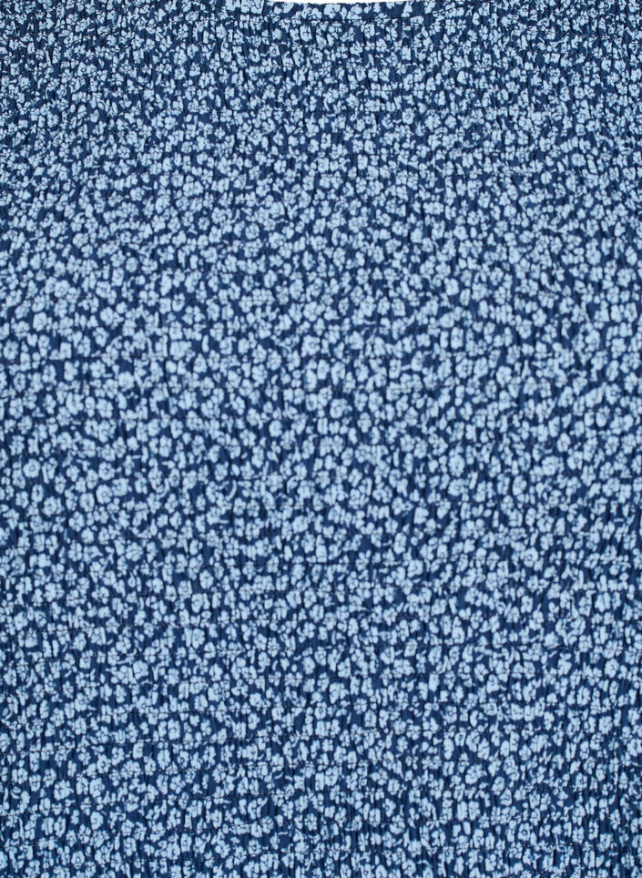 Blus med smock upptill och blommigt m&ouml;nster, Bl&aring;, Packshot image number 2