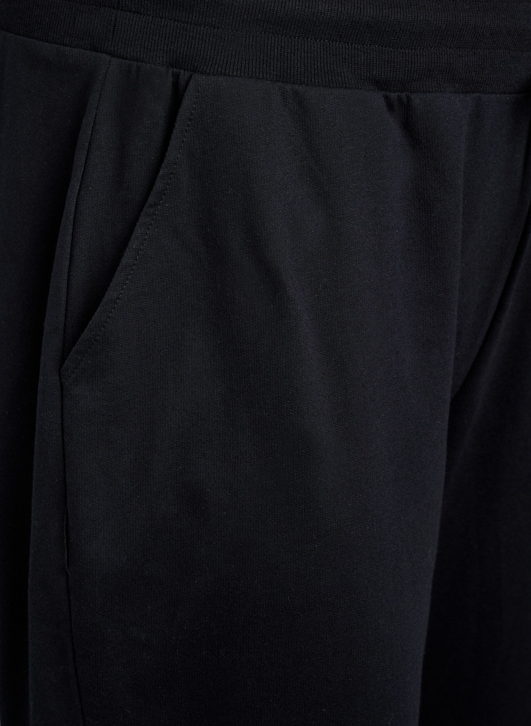 Zizzi L&ouml;st sittande tr&auml;ningsbyxor med fickor, Svart, Packshot image number 2