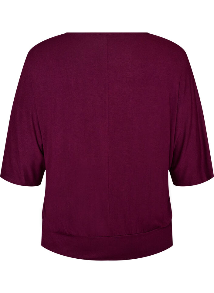 Blus i jersey med armb&aring;gsl&aring;nga ballong&auml;rmar, Lila, Packshot image number 1