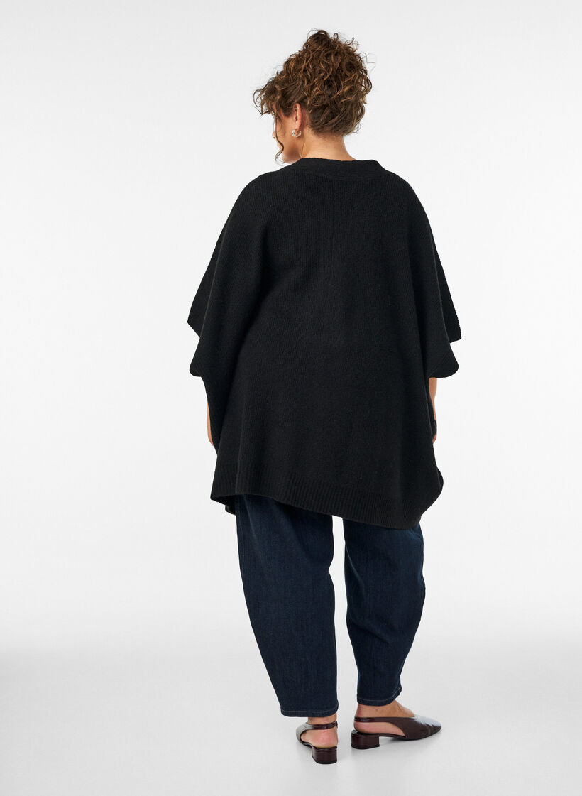Cardigan &ouml;ppen framtill med vida &auml;rmar, Svart, Model image number 2