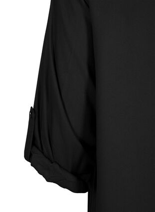 Skjortklänning i viskos med luva och trekvartsärmar, Black, Packshot image number 3