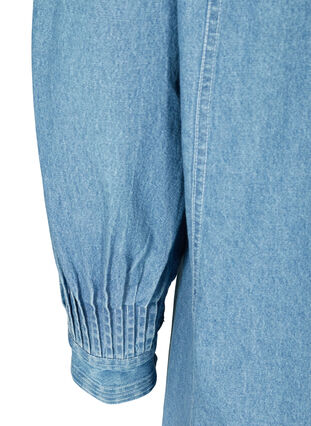 Lång jeansskjorta i bomull, Blue denim ASS, Packshot image number 3