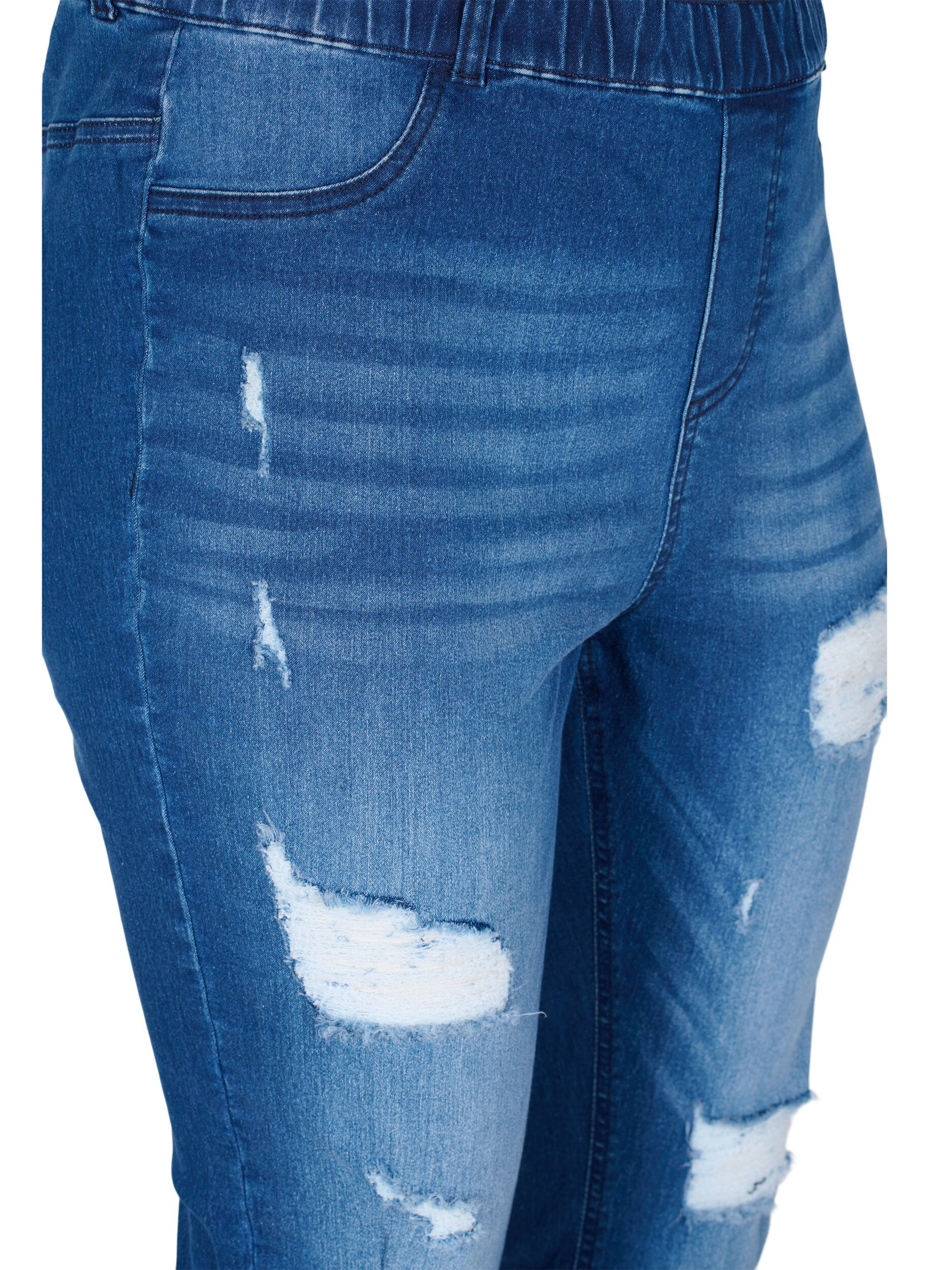 Zizzi Jeggings med slitna detaljer, Dark blue, Packshot image number 2