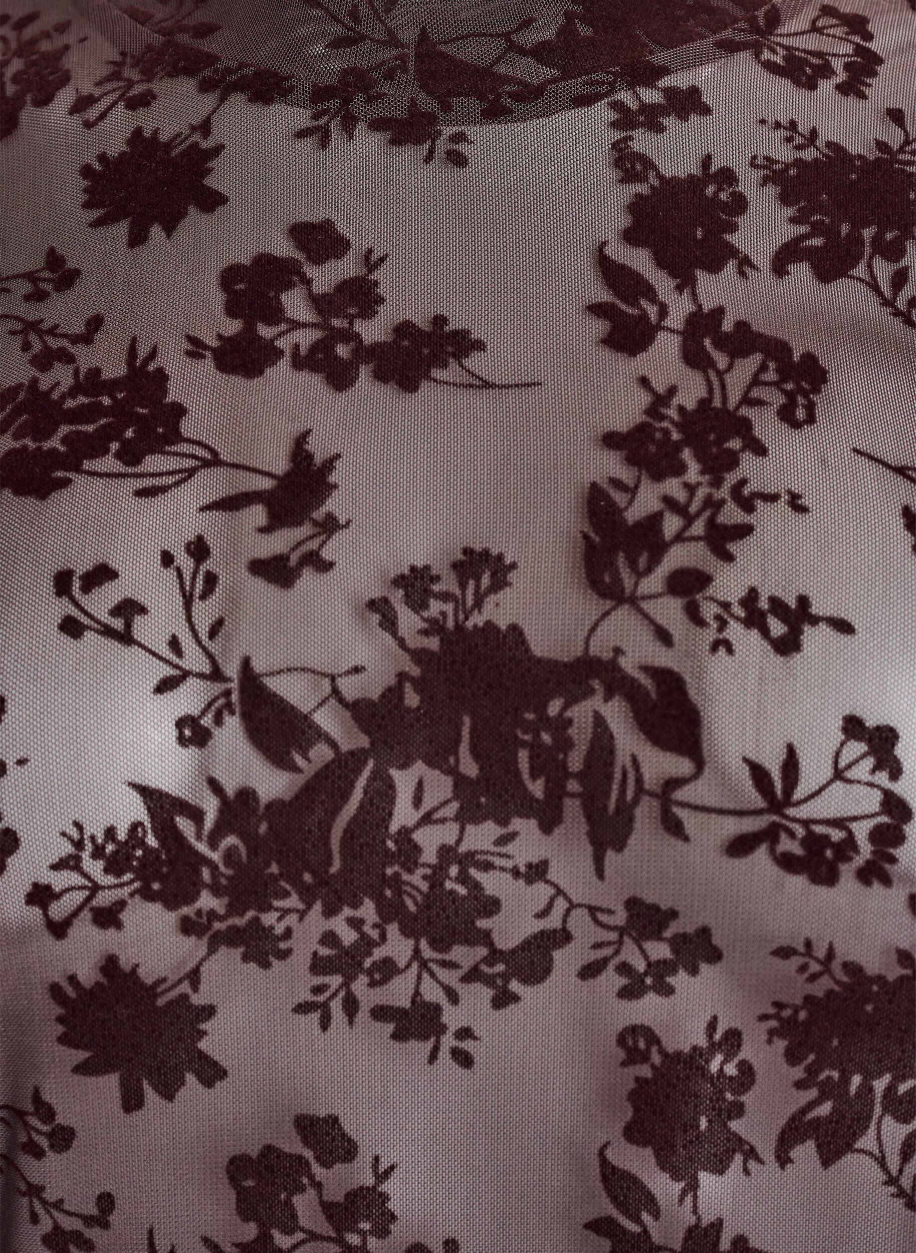 Zizzi Blus i mesh med blommigt m&ouml;nster, Brun, Packshot image number 2