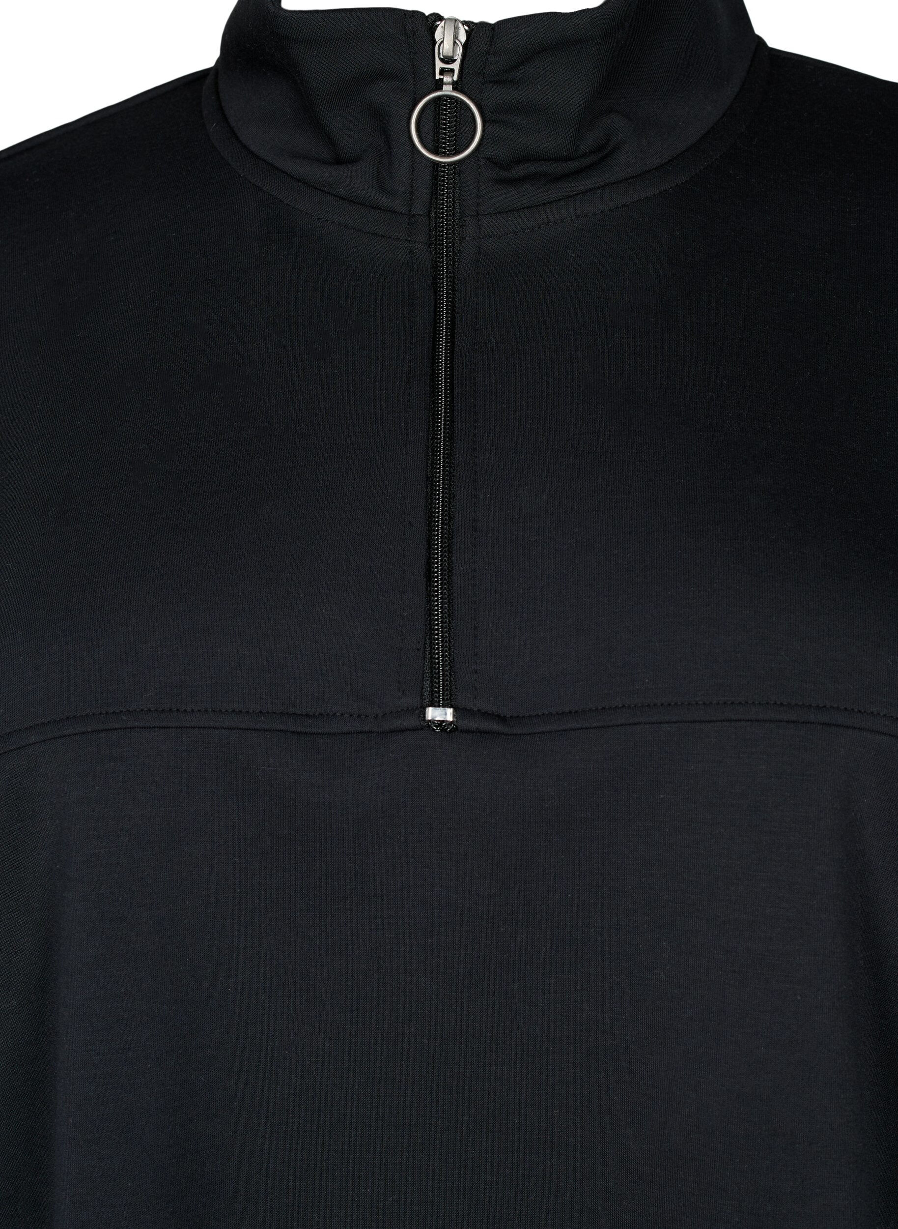 Zizzi Sweatshirt i modalblandning h&ouml;g hals, Black, Packshot image number 2