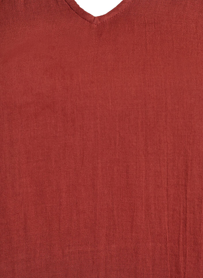 &Auml;rml&ouml;s topp i bomullsmuslin med volanger, R&ouml;d, Packshot image number 2