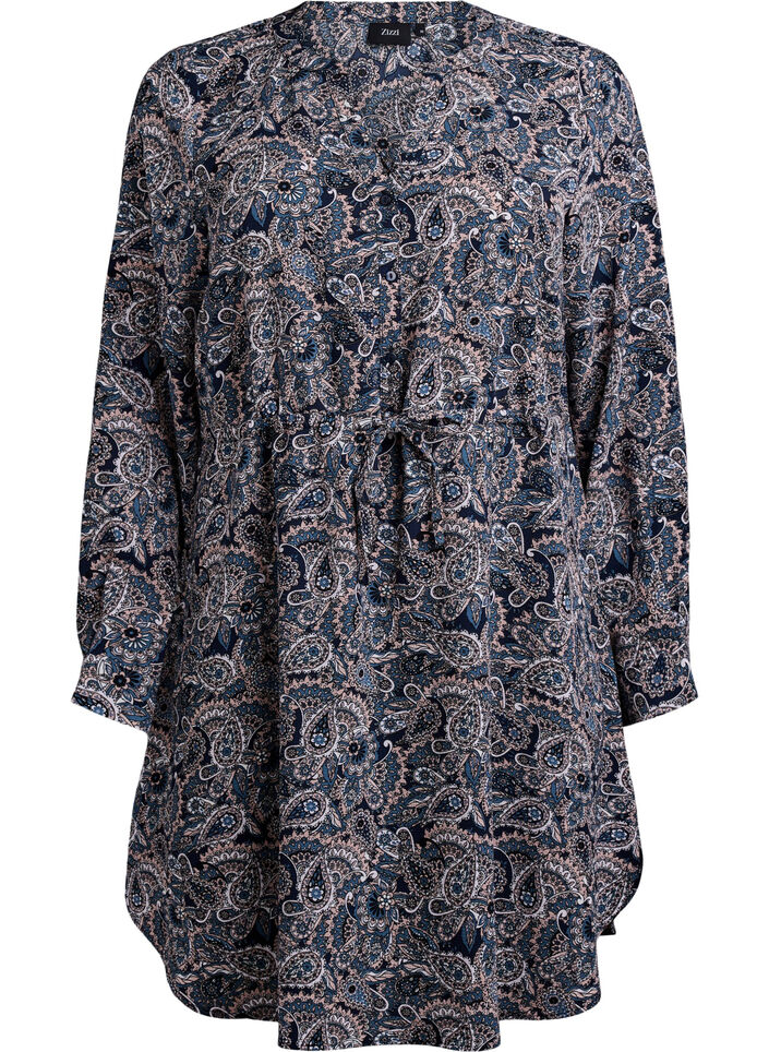 Knälång klänning med knytskärp, Beige, Packshot image number 0