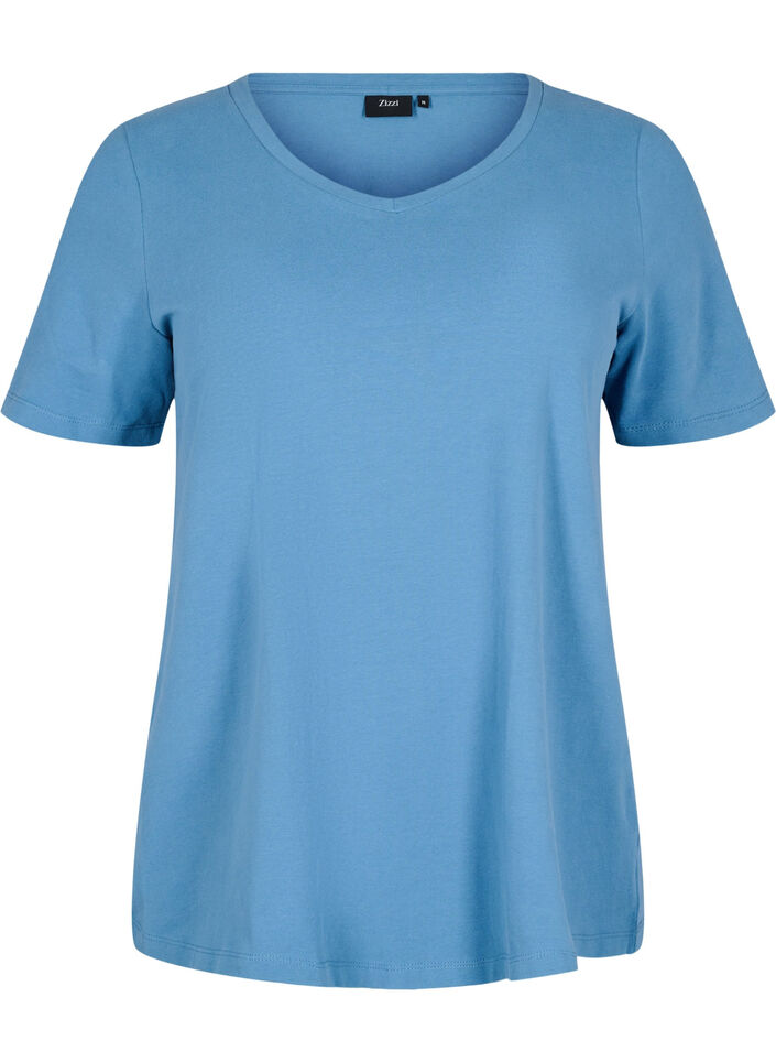 Bas-t-shirt i bomull, Bl&aring;, Packshot image number 0