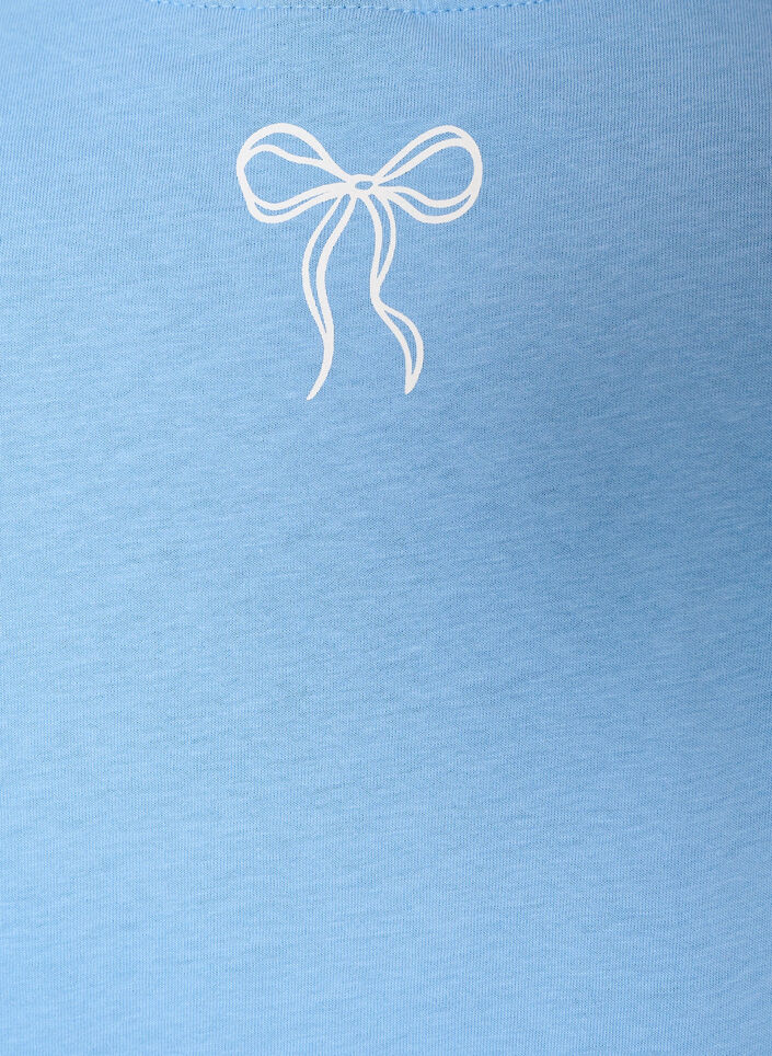 T-shirt i bomull med v-ringning och tryck framtill, Bl&aring;, Packshot image number 3