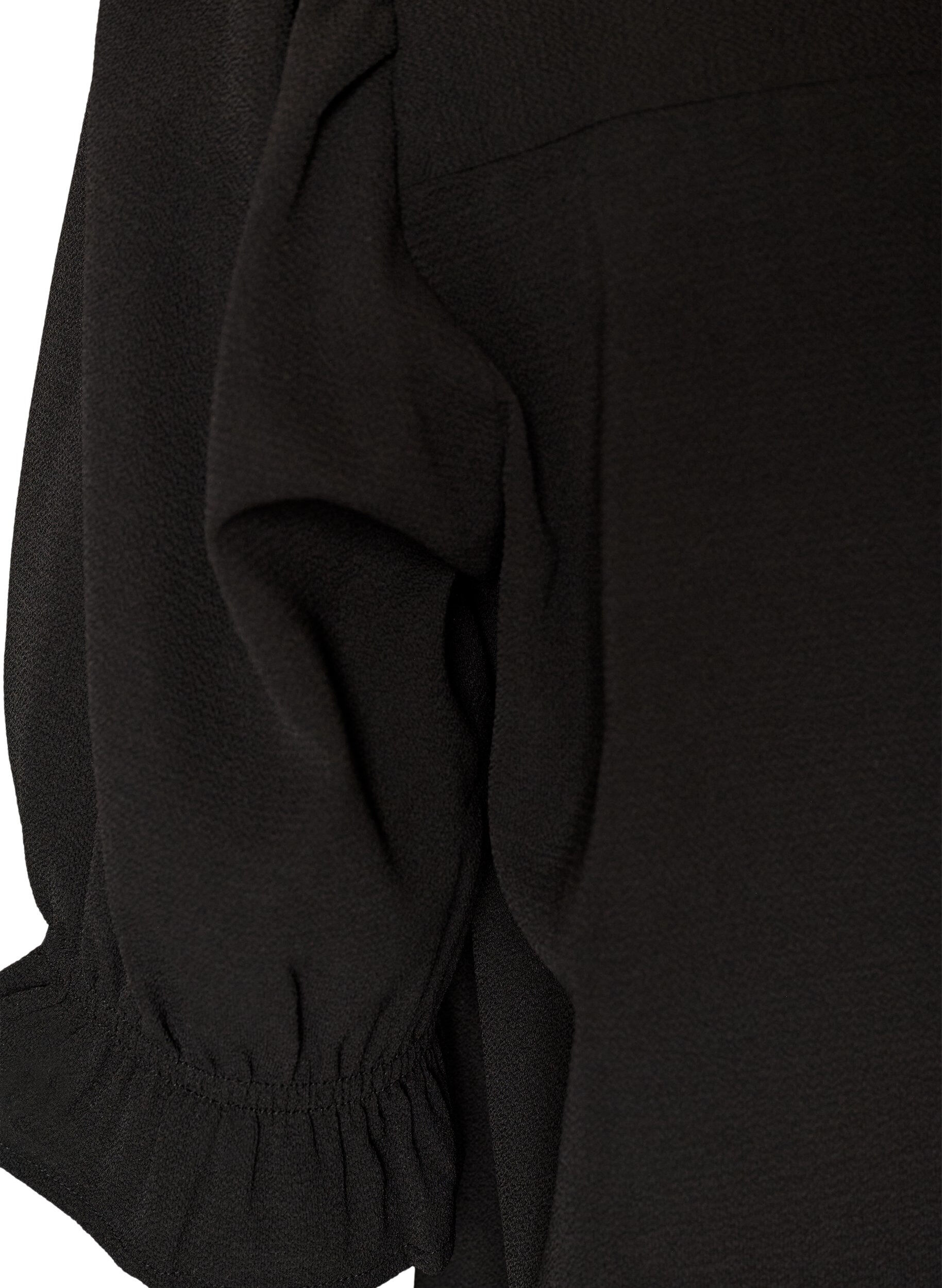 ZizziSkjortblus med halvl&aring;nga &auml;rmar, Svart, Packshot image number 3
