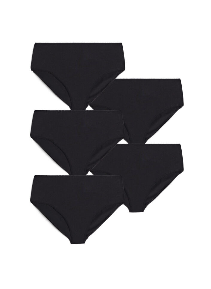 5-pack bomullstrosor med normal midja, Svart, Packshot image number 0