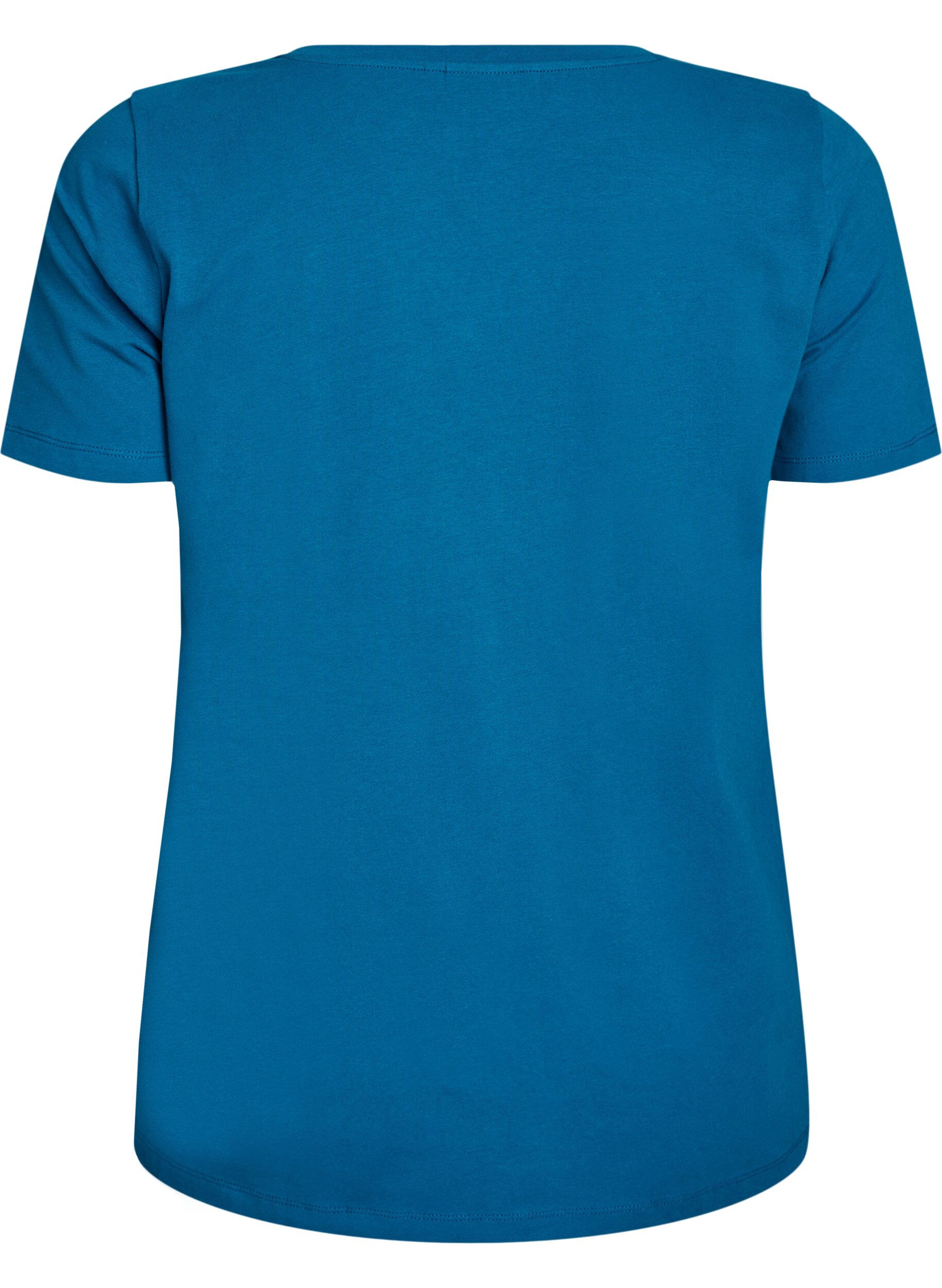 ZizziEnf&auml;rgad t-shirt i bomull, Bl&aring;, Packshot image number 1