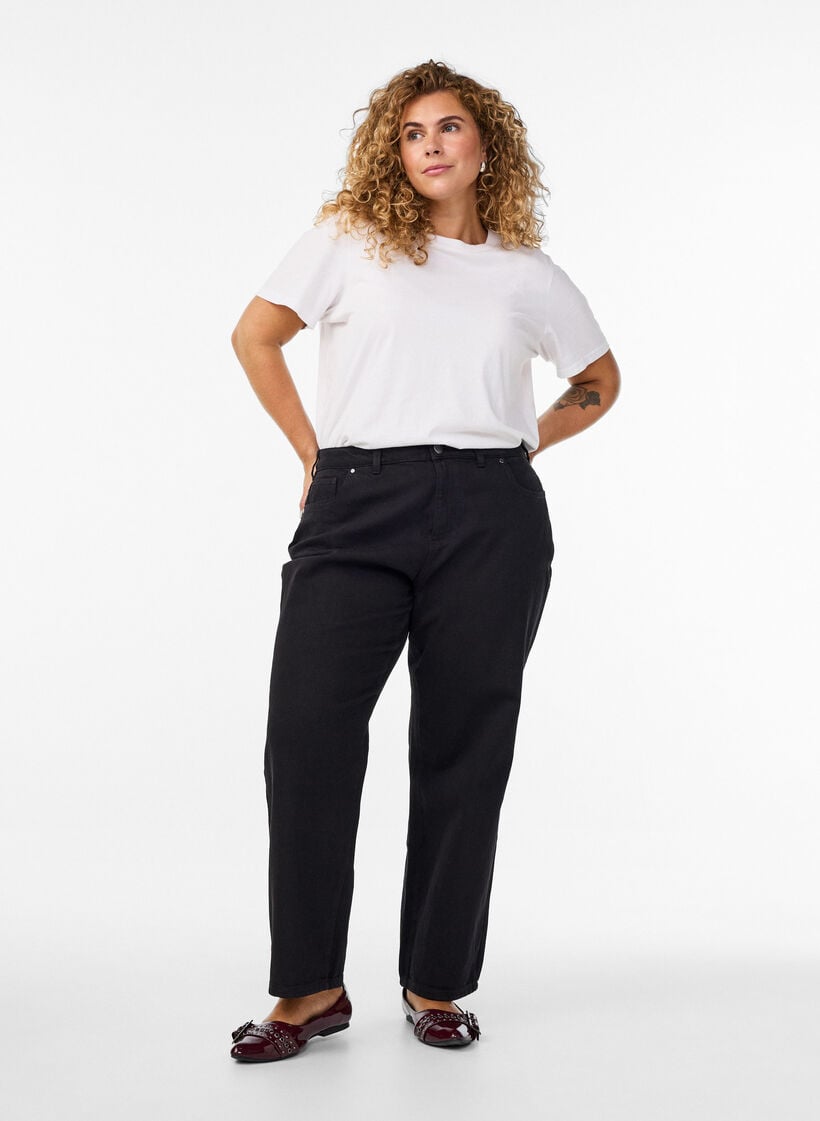 L&ouml;sa jeans med croppad l&auml;ngd, Svart, Model image number 0