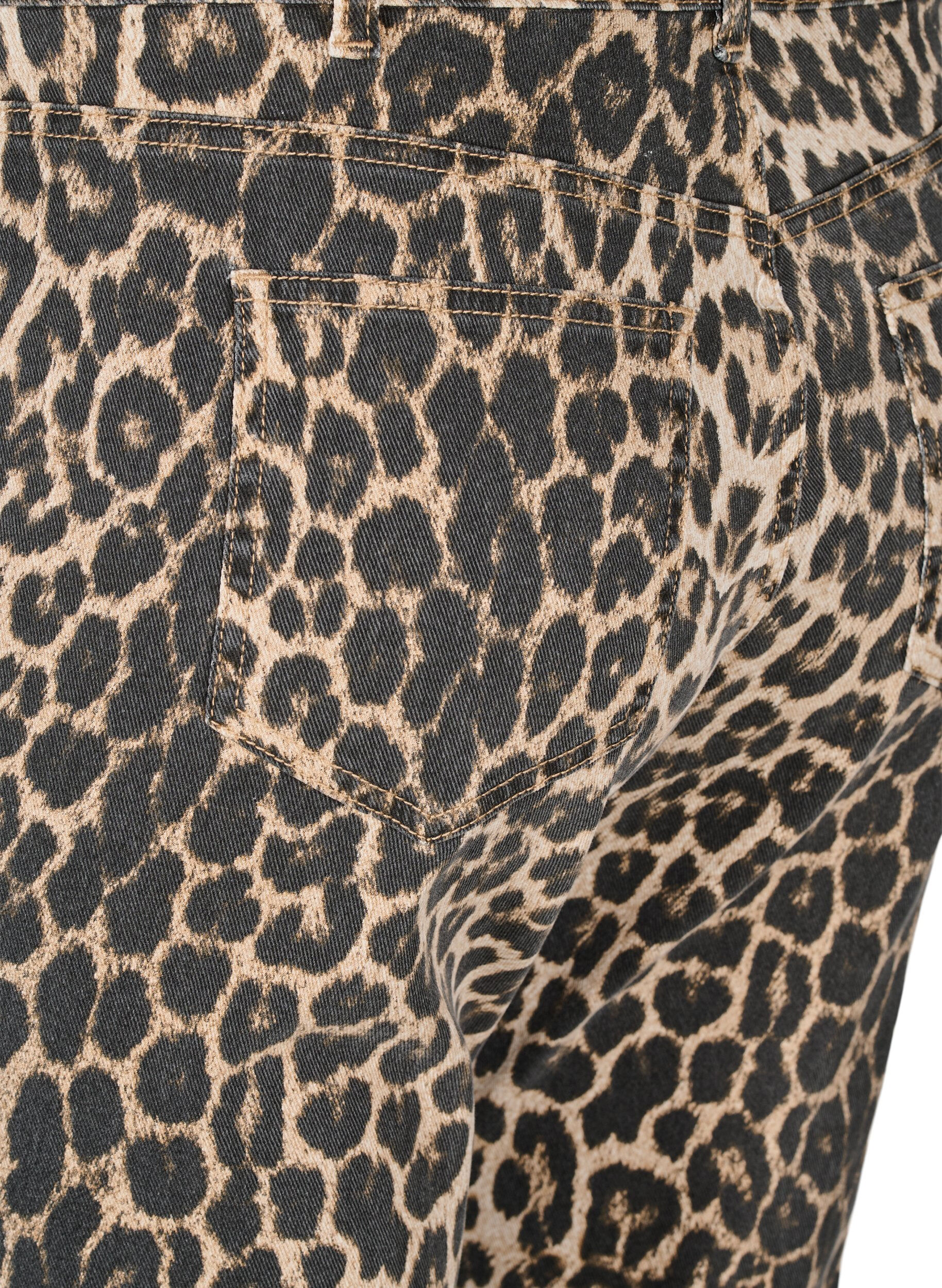 Zizzi Emily-jeans med leopardm&ouml;nster, Brun, Packshot image number 3