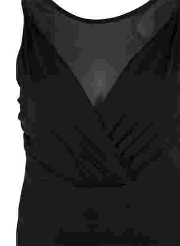 Vadderad baddräkt med mesh, Black, Packshot image number 2