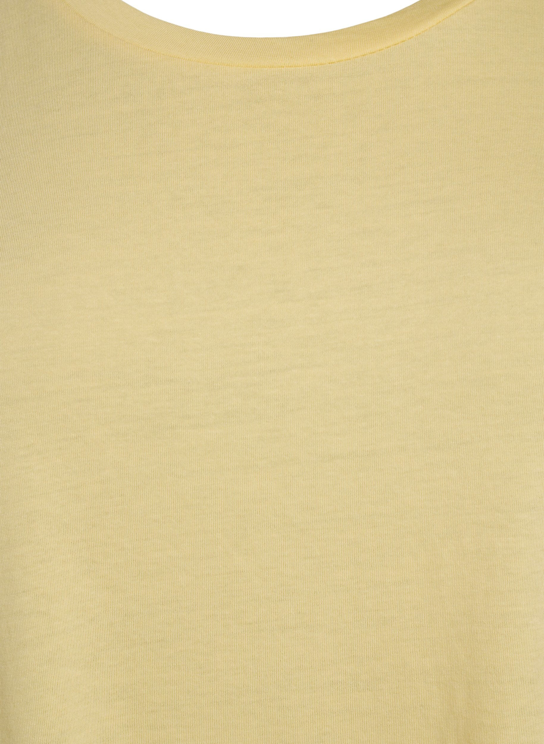 ZizziKort&auml;rmad t-shirt i bomullsblandning, Gul, Packshot image number 2