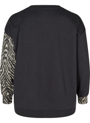 Sweatshirt med mönster, Black Grey Zebra, Packshot image number 1