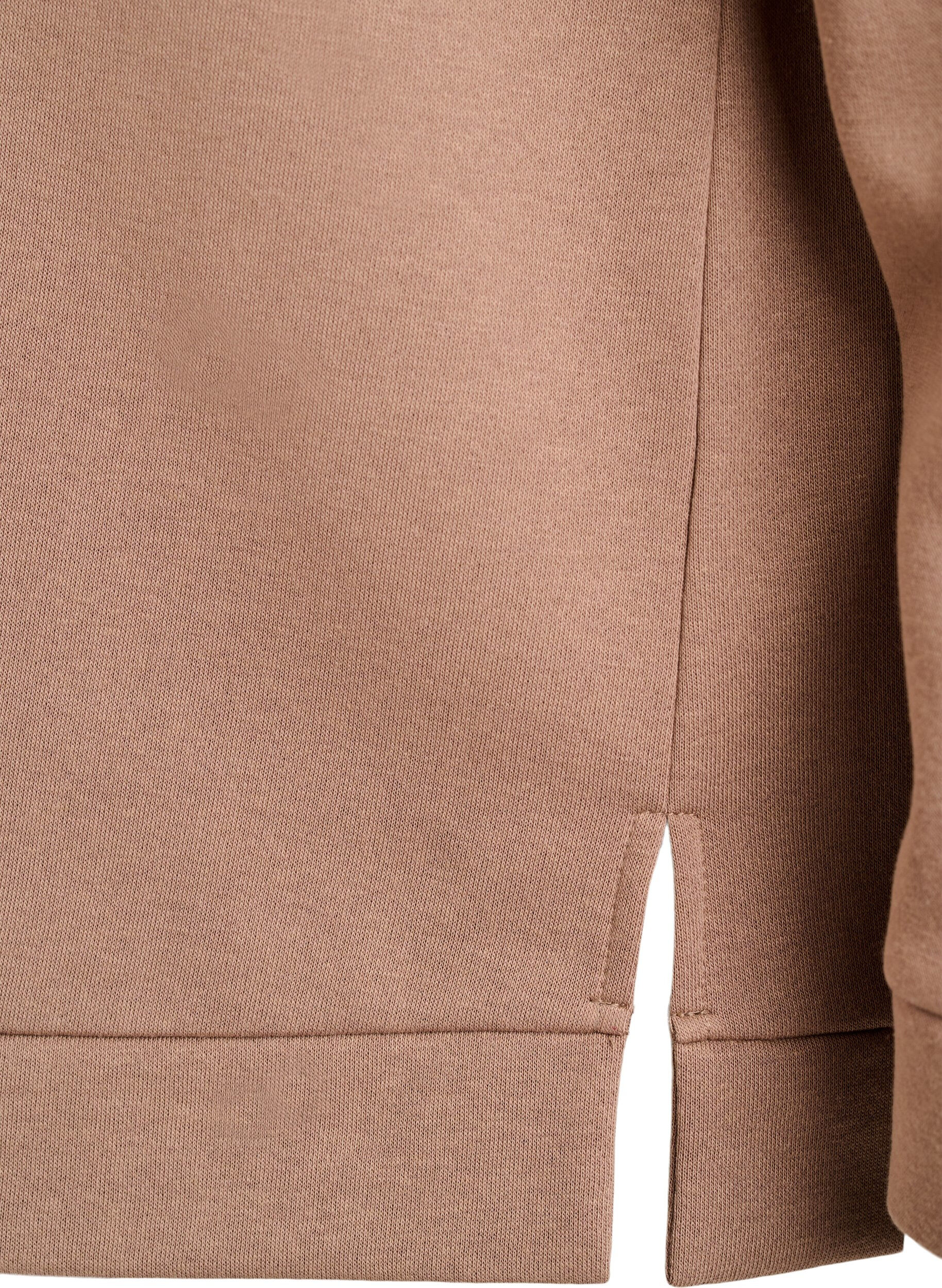Zizzi Sweatshirt med h&ouml;g hals och dragkedja, Brun, Packshot image number 3