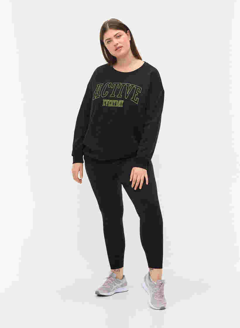 Sweatshirt med sportigt tryck, Black, Model image number 2