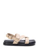 Lädersandal med bred passform och justerbara remmar, Beige, Packshot image number 0