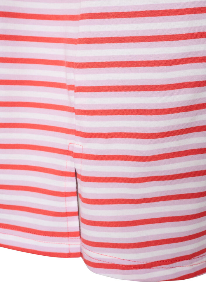 L&aring;ng oversized randig t-shirt i ekologisk bomull, Lila, Packshot image number 3