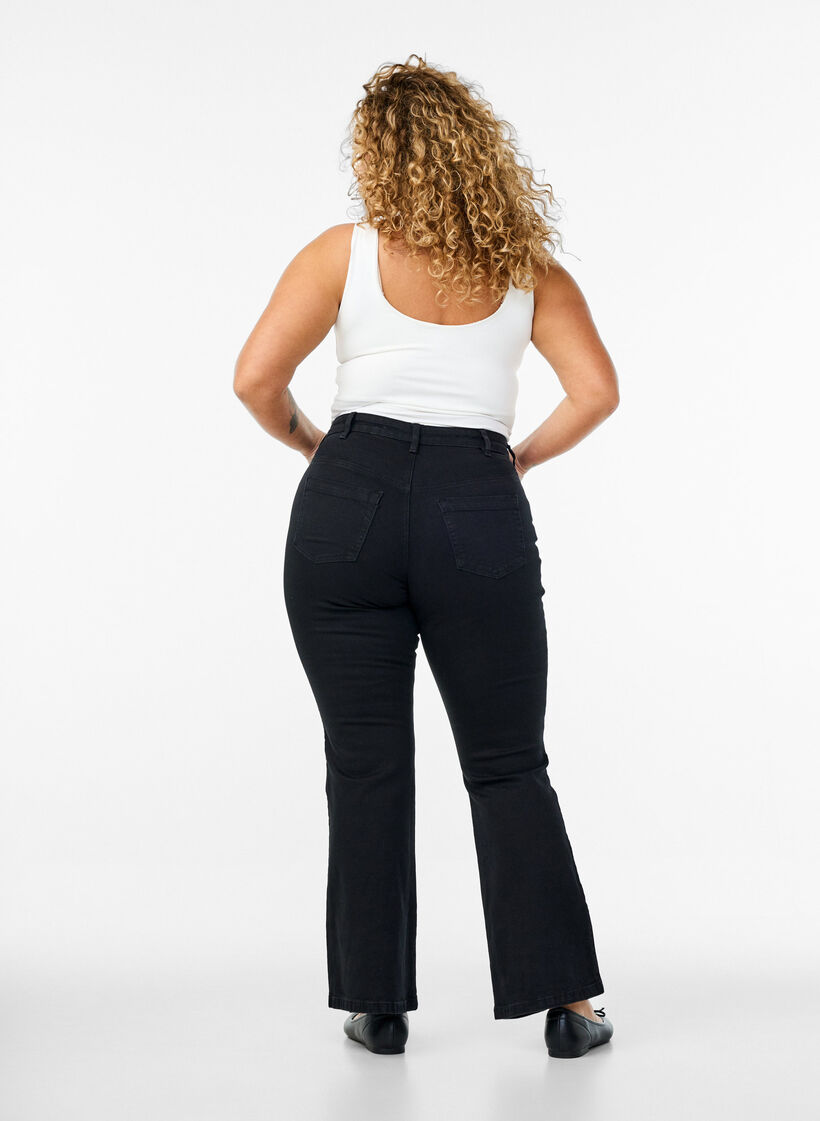 Ellen bootcut-jeans med h&ouml;g midja, Svart, Model image number 1