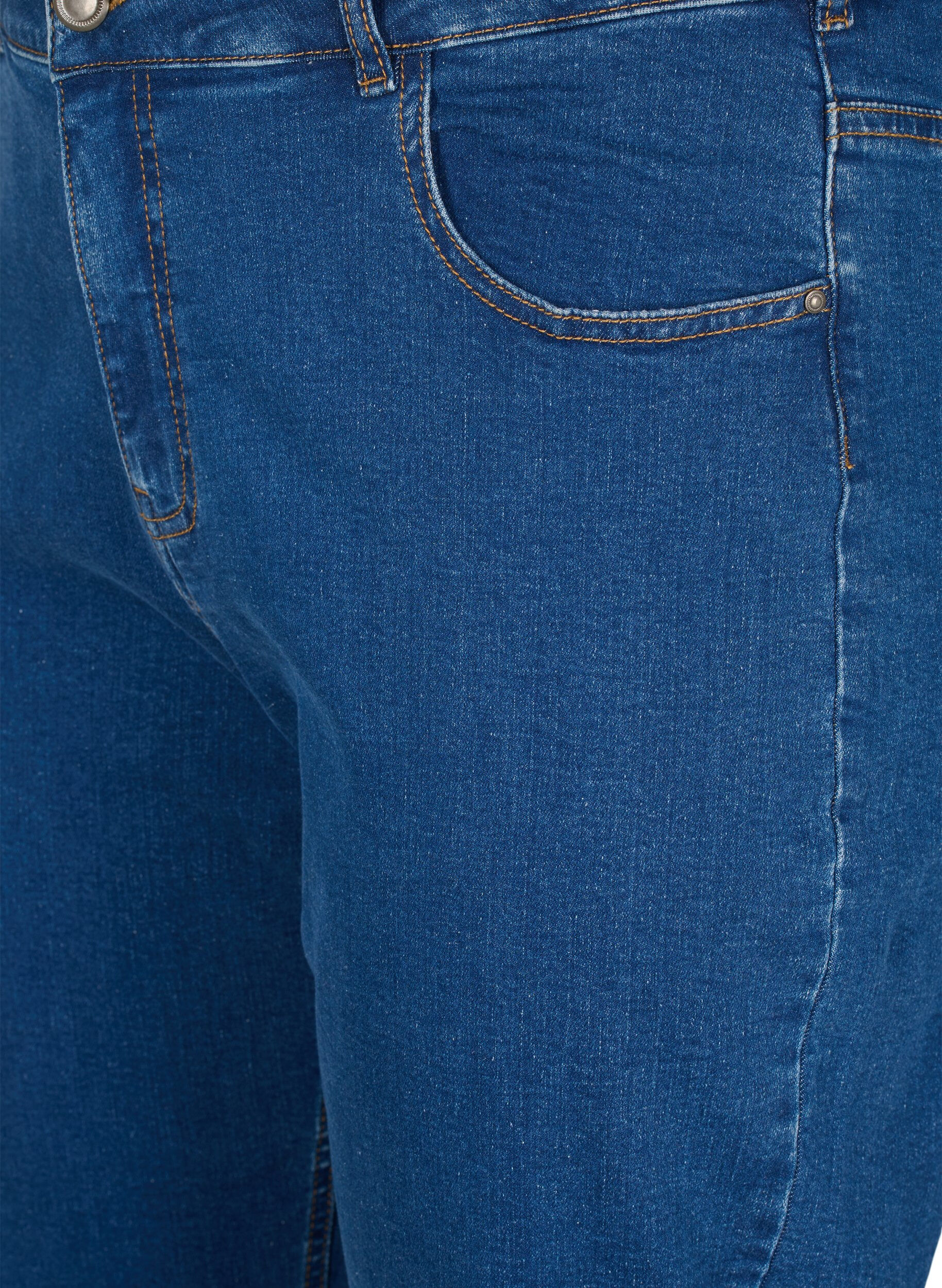 ZizziCroppade Vera-jeans med raka ben, Bl&aring;, Packshot image number 2