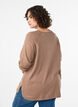 Stickad blus med rund hals och stickat m&ouml;nster, Brun, Model image number 2