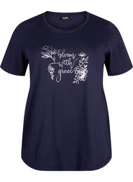 T-shirt från FLASH med tryck, Navy Blazer Bloom