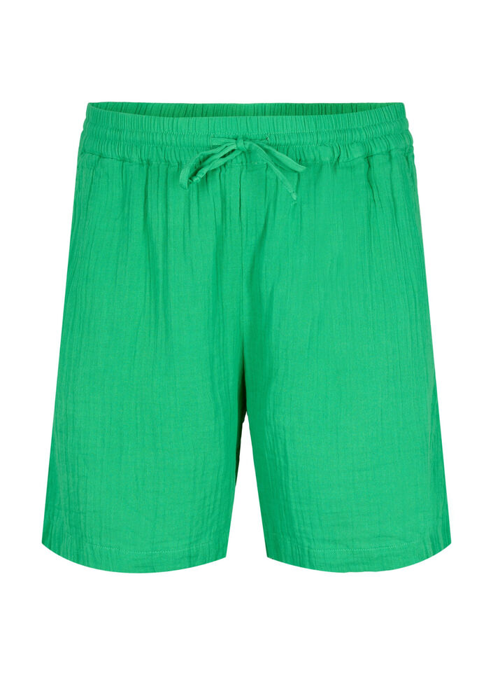 Shorts i bomullsmuslin med fickor, Jolly Green, Packshot image number 0