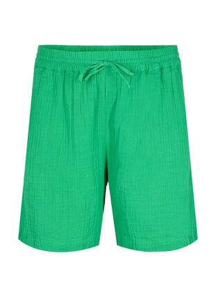 Shorts i bomullsmuslin med fickor, Jolly Green, Packshot image number 0