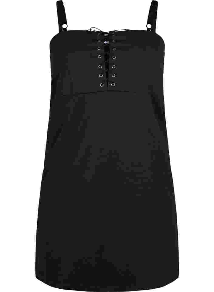 Kroppsnära klänning med snörning, Black, Packshot image number 0