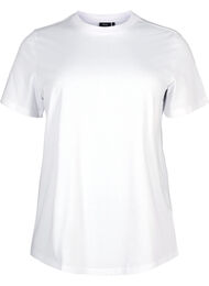Enkel t-shirt i bomull med rund halsringning, Vit