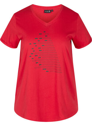 Tränings-t-shirt i bomull med tryck, Haute Red, Packshot image number 0