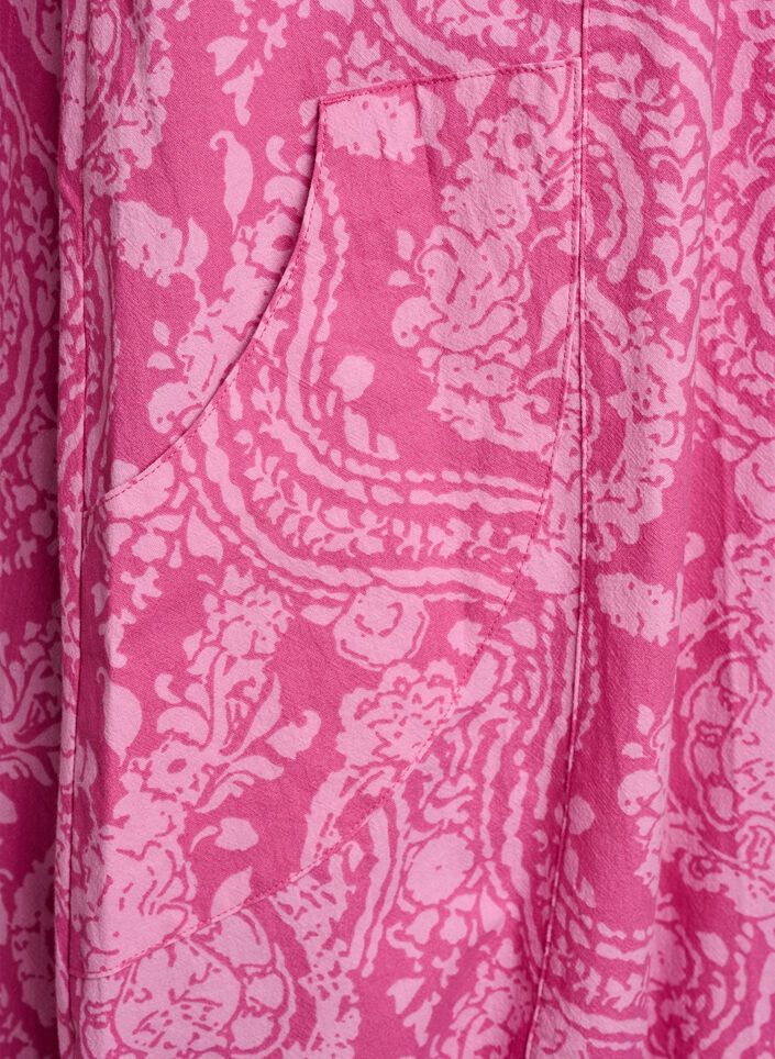 Kort&auml;rmad bomullskl&auml;nning med tryck, Rosa, Packshot image number 3