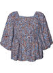 Blus med smock och fyrkantig ringning, Bl&aring;, Packshot image number 0