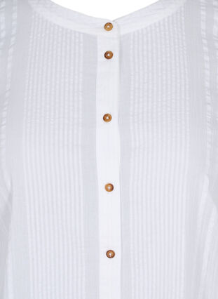 Skjortklänning i bomull med 3/4-ärmar, Bright White, Packshot image number 2