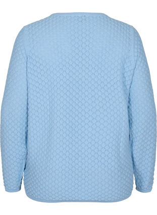 Mönstrad stickad tröja i ekologisk bomull, Chambray Blue, Packshot image number 1