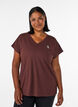 Tr&auml;nings t-shirt med v-ringning och l&ouml;s passform, Brun, Model image number 0