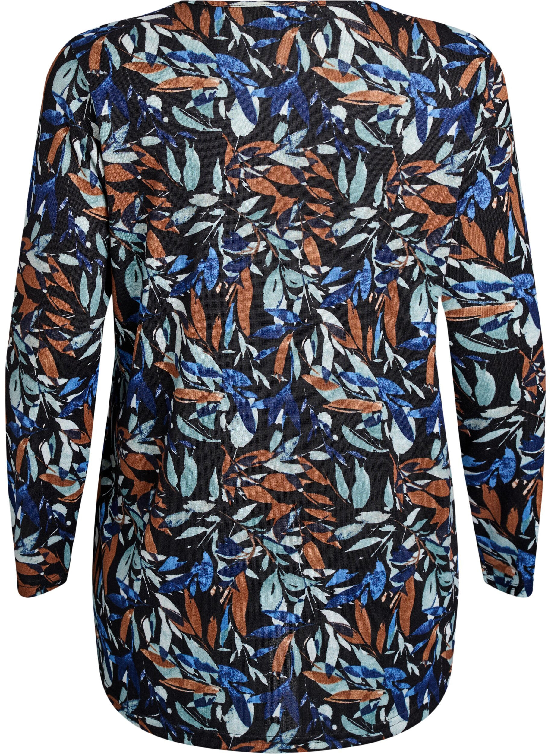 ZizziM&ouml;nstrad blus med l&aring;nga &auml;rmar, Bl&aring;, Packshot image number 1